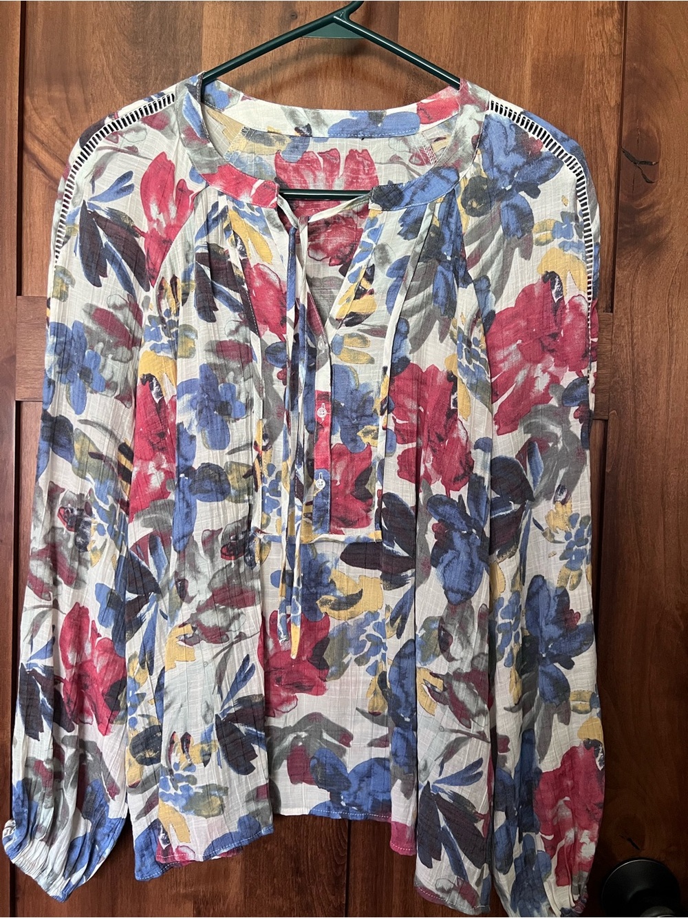 Women's Floral Tie-Neck Blouse - Multicolor